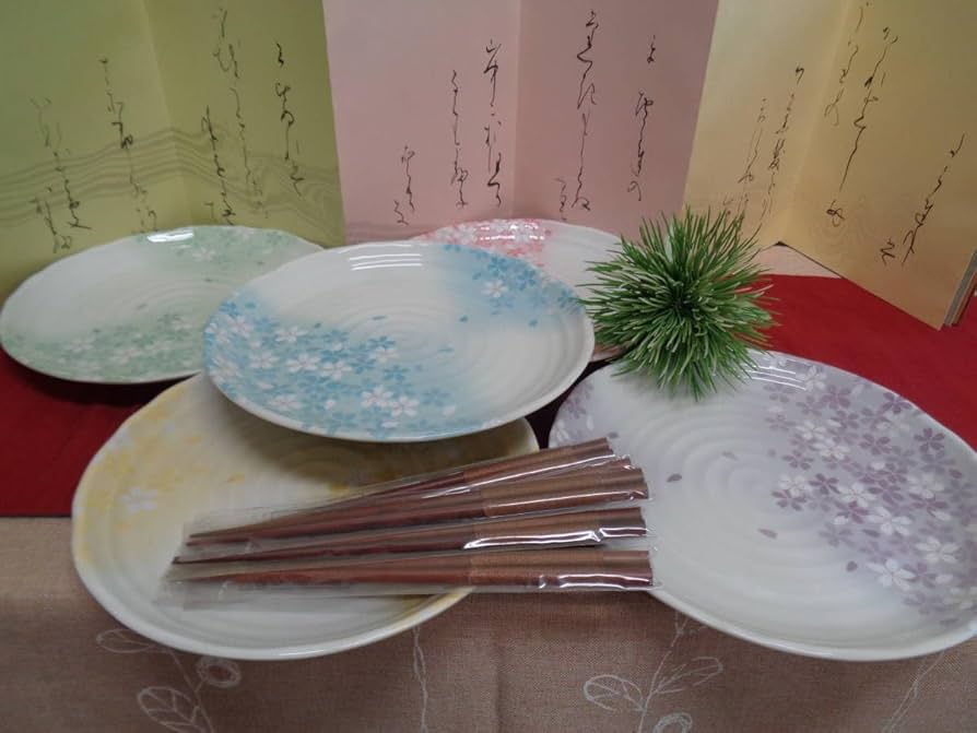 Amazon | 宇野千代デザイン 花がすみ 桜柄色違い 箸付パスタ皿プレート