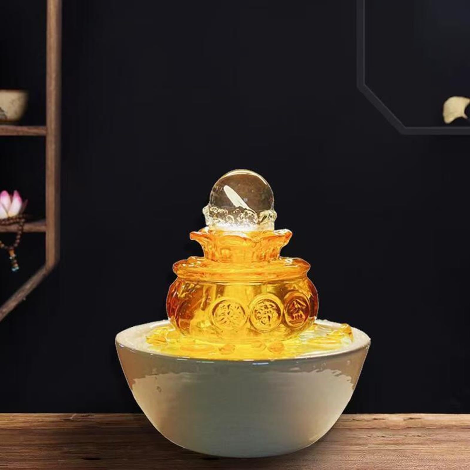 Amazon.co.jp: 卓上噴水 クリスタルファウンテン 水晶 噴水 運気アップ