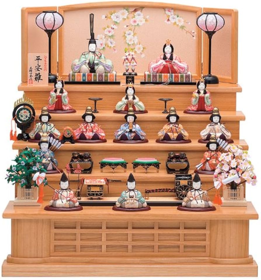 Amazon | 雛人形 ひな人形 木目込み 一秀 コンパクト 五段飾り 十五人