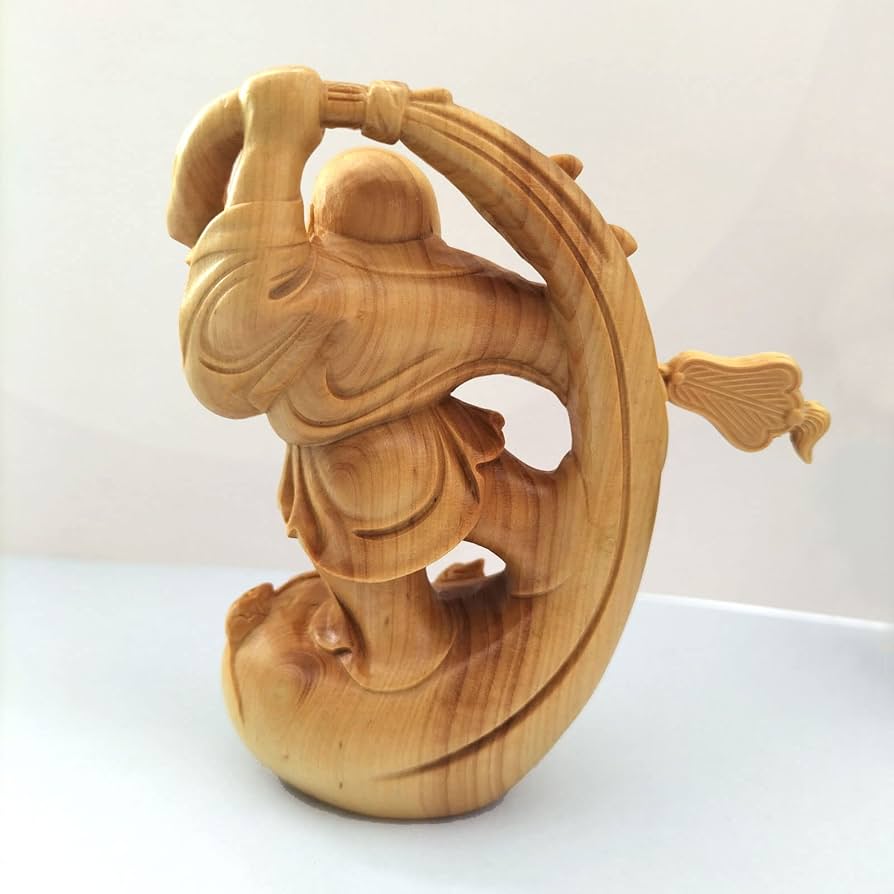 Amazon.co.jp: 木彫り 布袋様 高級天然ツゲ木彫り 財運 福運 金運 仏像