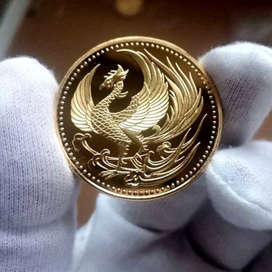 Amazon.co.jp: 記念メダル金メッキフェニックス菊金貨記念コイン 径4cm