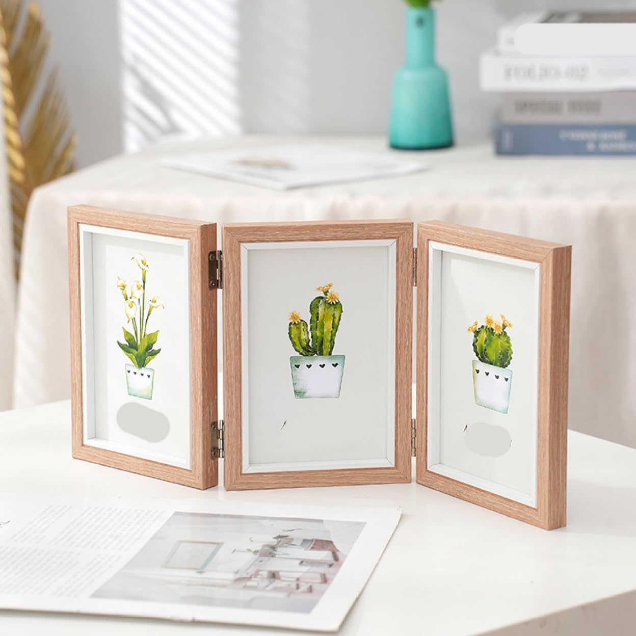 Amazon.co.jp: [LSDZW] 木製ツインフォトフレーム 写真立て 折りたたみ