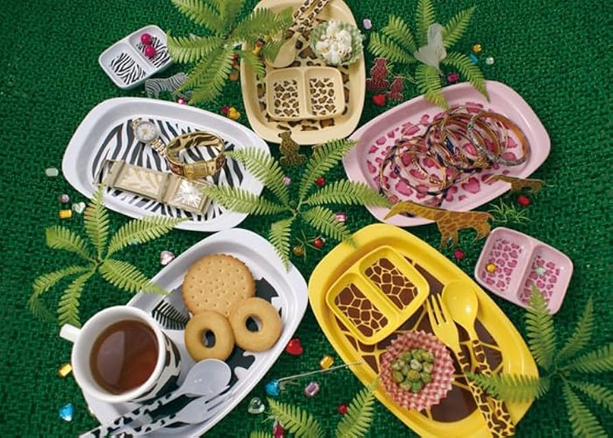 Amazon | メラミン食器セット ピンクヒョウ柄 5点セット アニマル