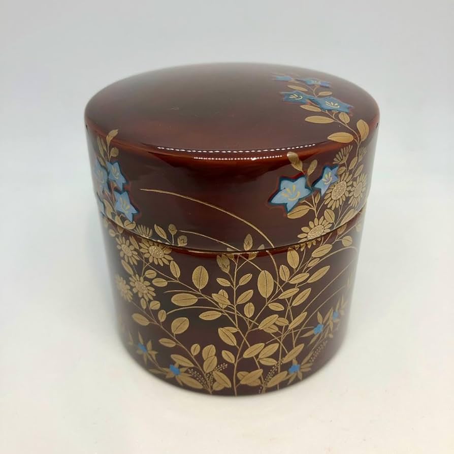 輪島塗萩蒔絵茶道具棗国産漆使用溜塗り螺鈿