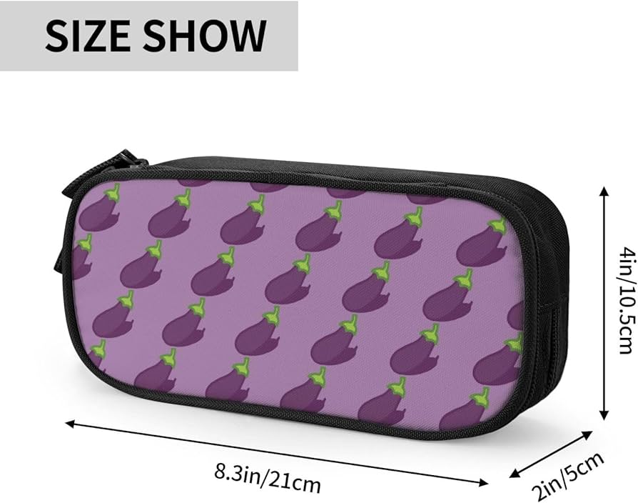Amazon.co.jp: ナス なす 茄子柄 パープル ペンケース 大容量 筆箱 筆