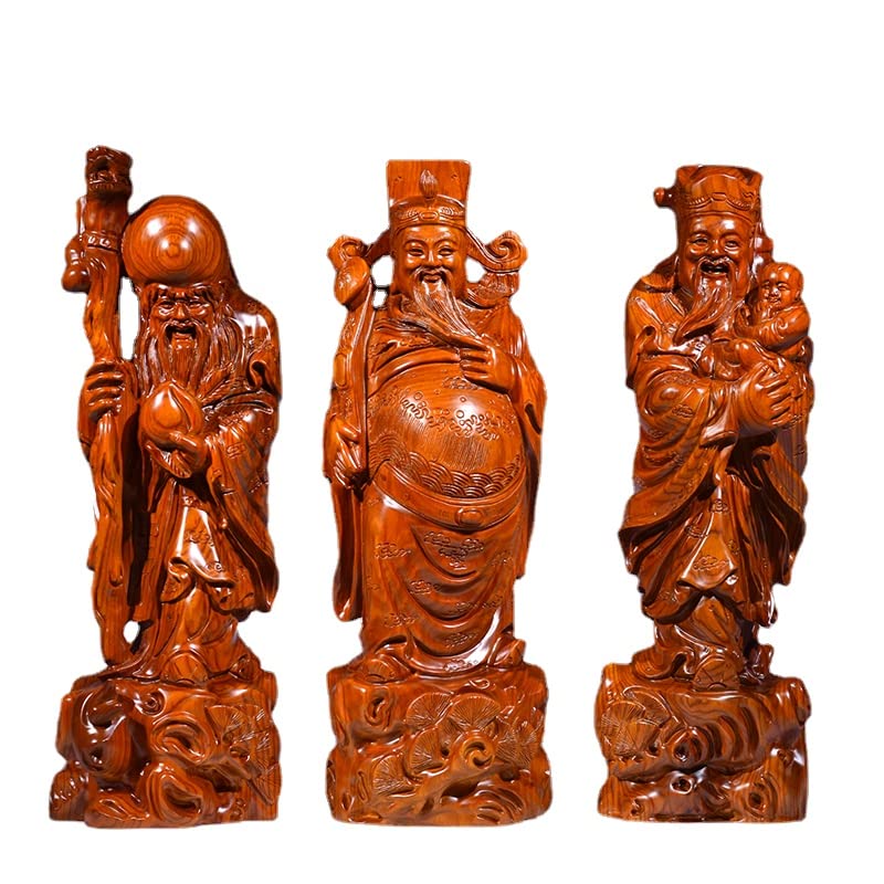 Amazon｜木彫仏像 七福神 置物 福禄寿 三体一組の仏像木製フィギュア