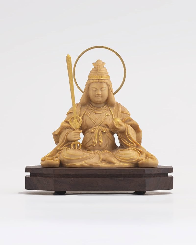 Amazon.co.jp: 極小仏 弁財天座像 6.8cm（木製：ツゲ 金泥仕上）＿