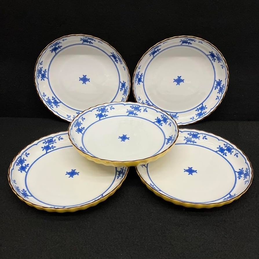 Amazon.co.jp: たち吉 中皿 5枚セット黄地染花 花柄 食器 来客用