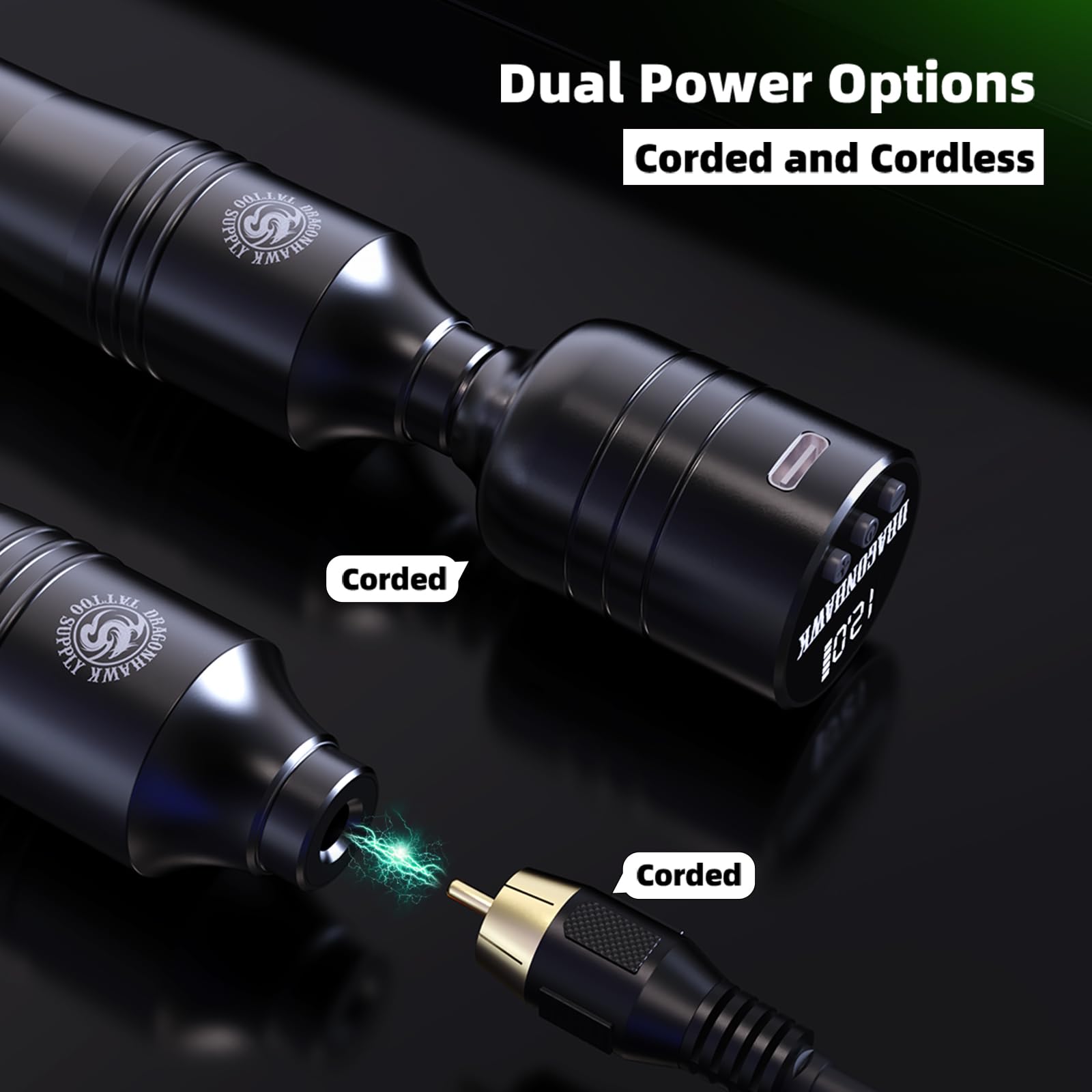 Dragonhawk Wireless Cartridge Tattoo Machine Kit Pen Rotary Tattoo