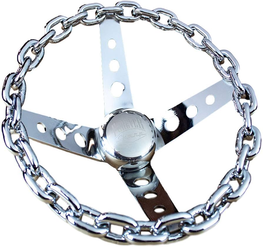 Amazon | 11インチ クロムチェーン ステアリングホイール 4スポーク