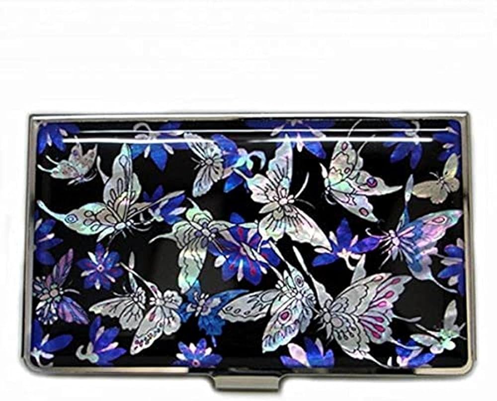 Amazon.co.jp: 螺鈿細工 蝶々柄 ステンレス製 スリム 名刺入れ/カード