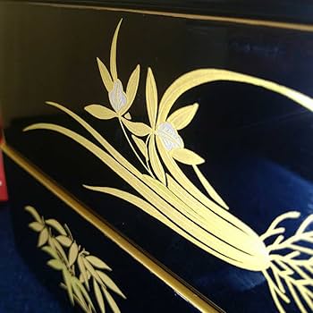 Amazon.co.jp: 輪島塗 ニ段重 弁当箱 漆器 お重 御重 四君子 蒔絵 金銀