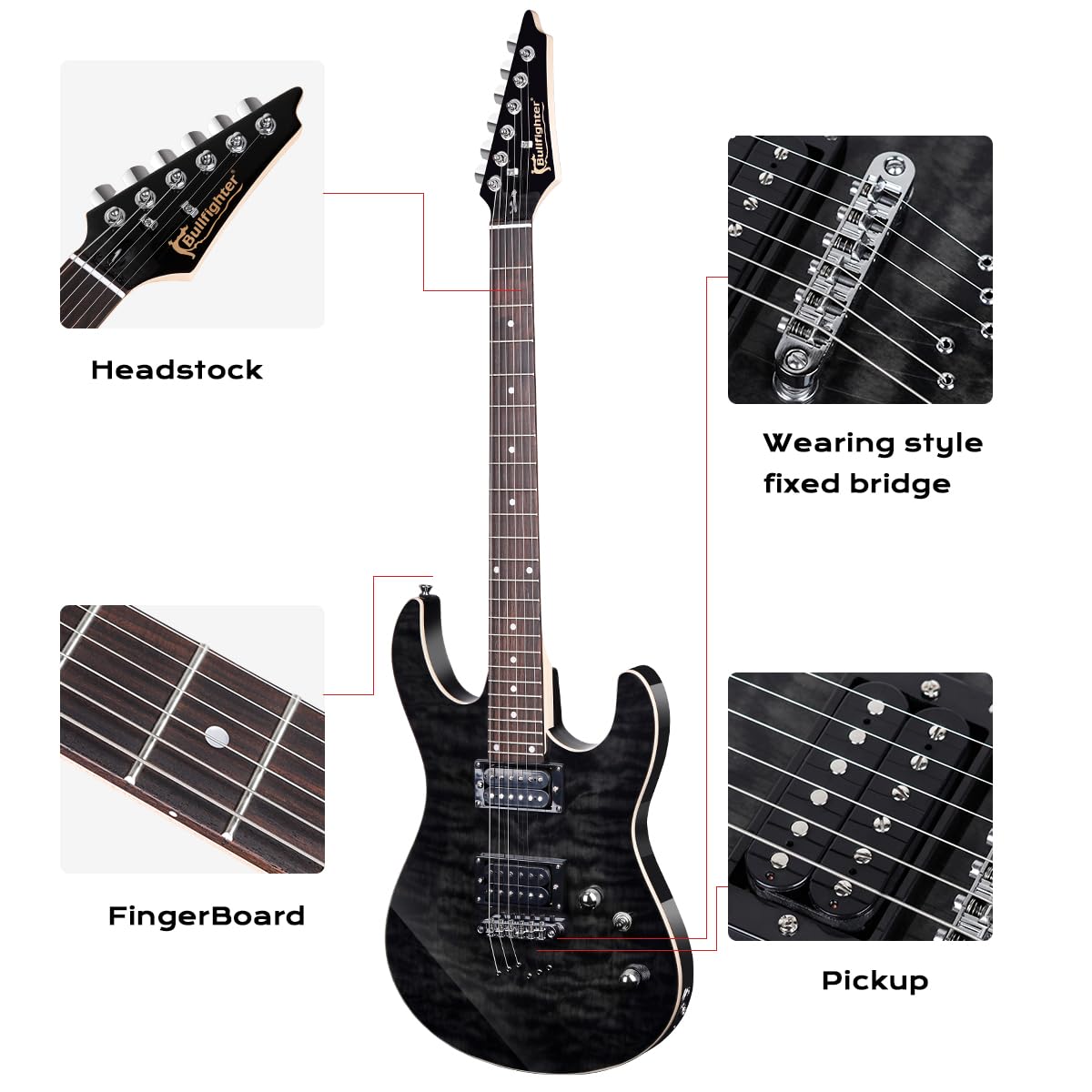 Amazon.com: Bullfighter Electric Guitar Kit 39 Inch Full Size,6