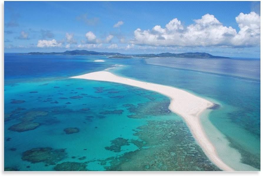 Amazon.co.jp: 絵画 沖縄県 久米島・仲地集落より南を望む夏の雲