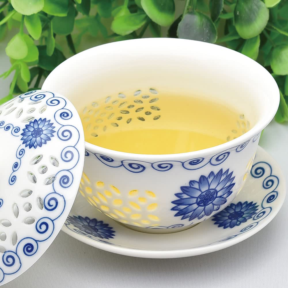 Amazon.co.jp: 天香茶行 玲瓏蓋碗（太陽花・大） 120ml（満水180ml