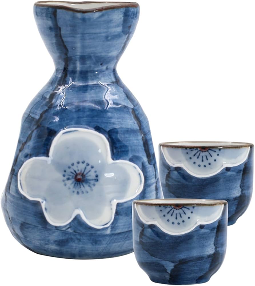 Amazon.co.jp: 酒器セット とっくり 花柄 5点セット おちょこ 酒器