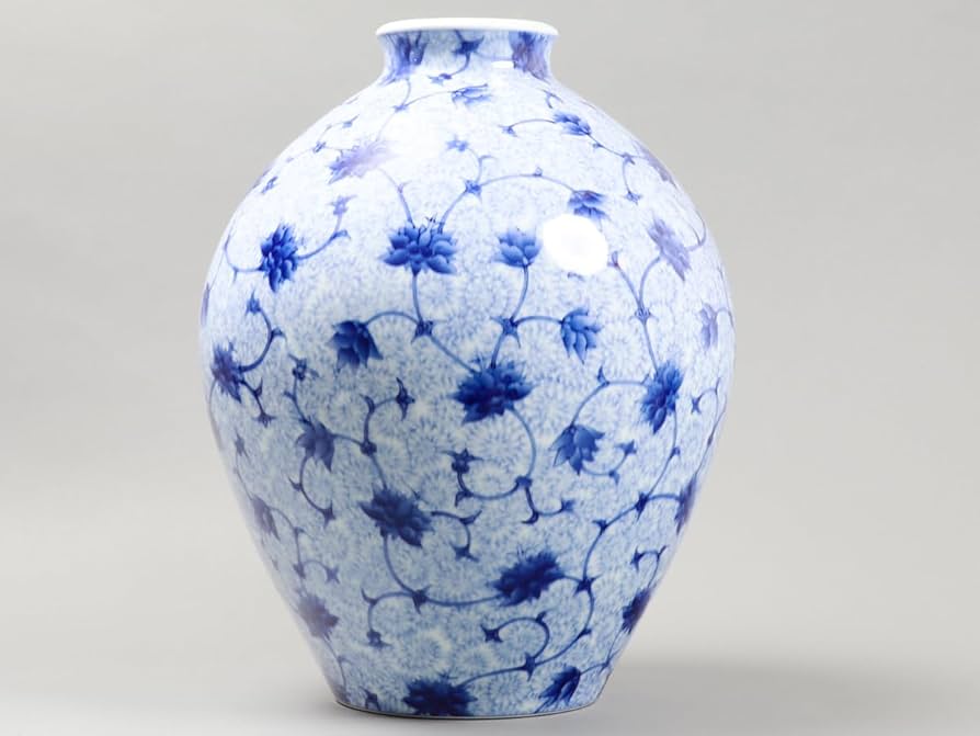 Amazon.co.jp: 深川製磁 唐草紋様 大花瓶 40cm 飾り壷 ろくろ師：村島