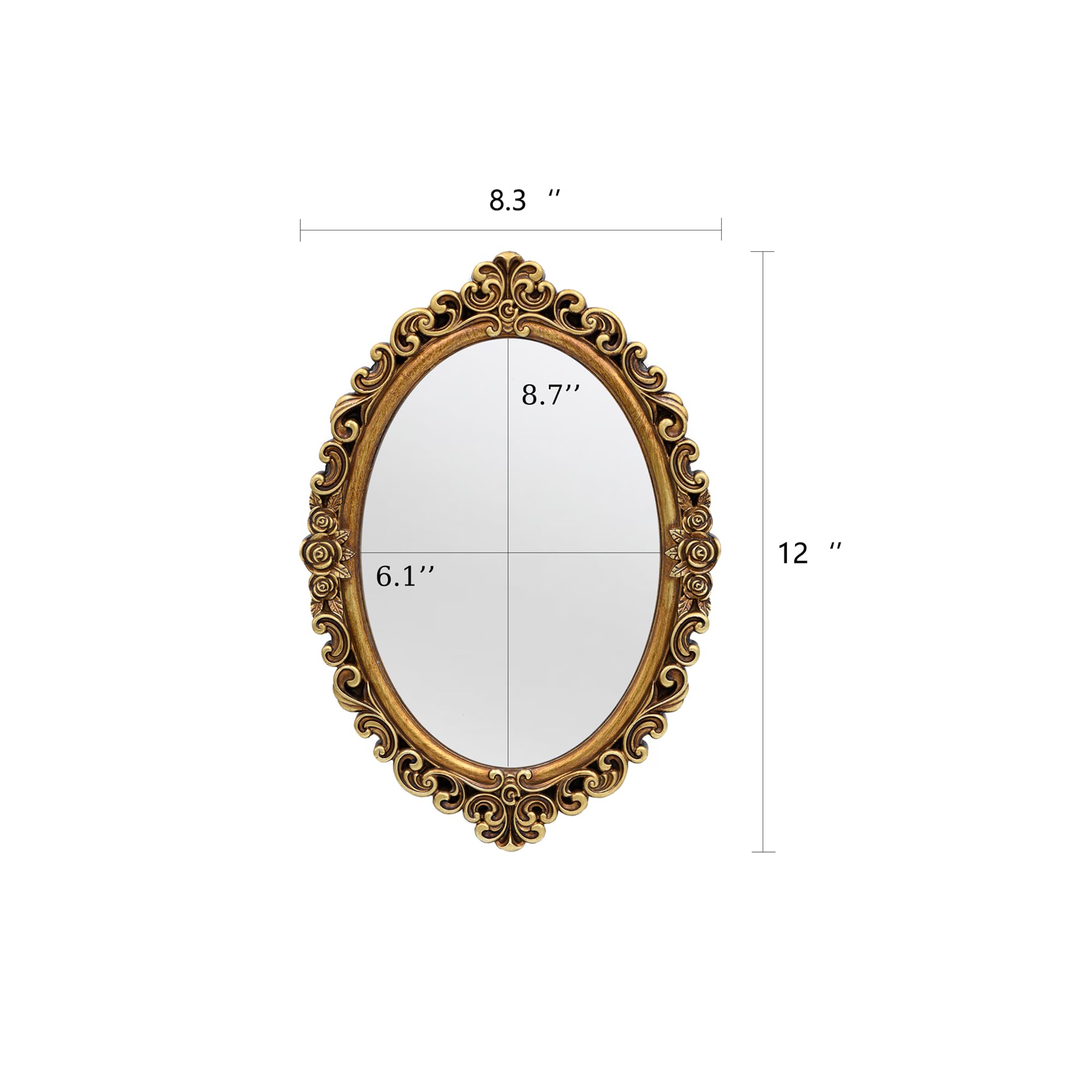 Amazon.co.jp: OIGUMR 楕円形小型壁ミラーミラー ヴィンテージ