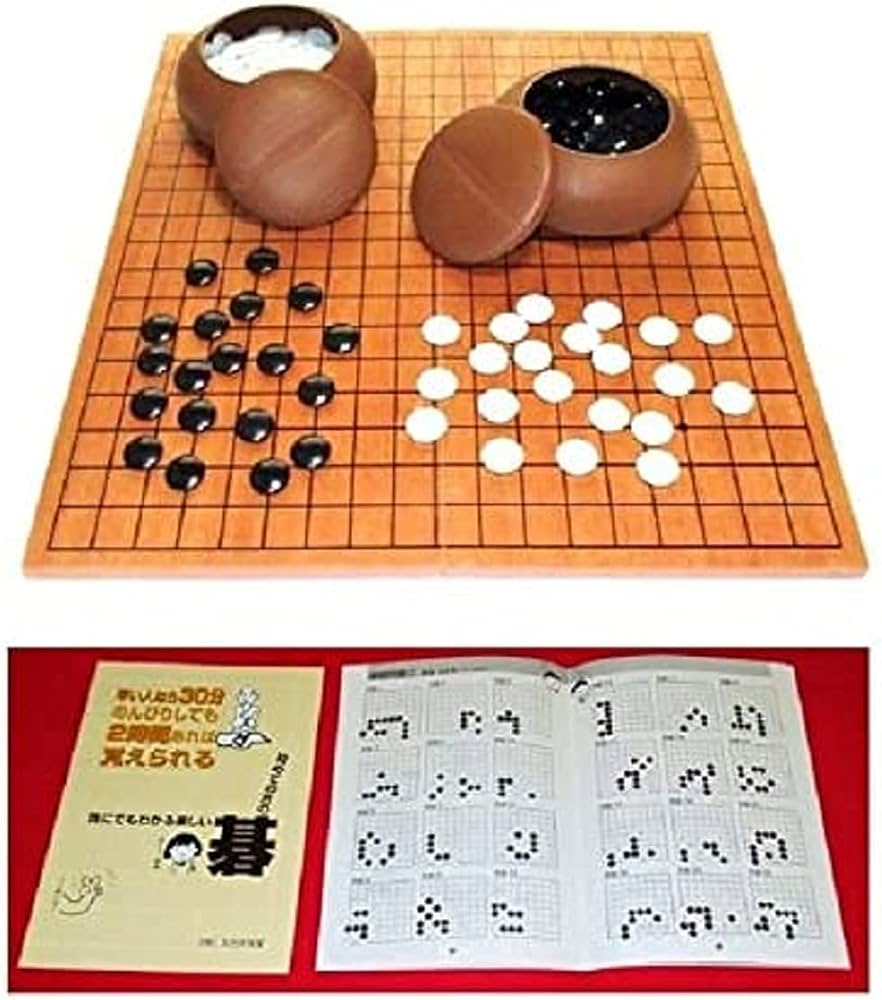 Amazon | （入門書）囲碁入門セット 19路・折碁盤 碁石 碁笥 （フル