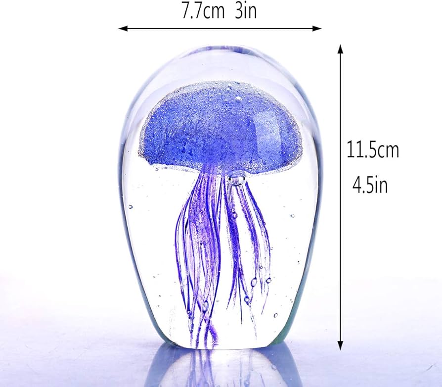 Amazon.co.jp: QFkris 手吹き 紫 ガラス クラゲ 置物 コレクター収集品