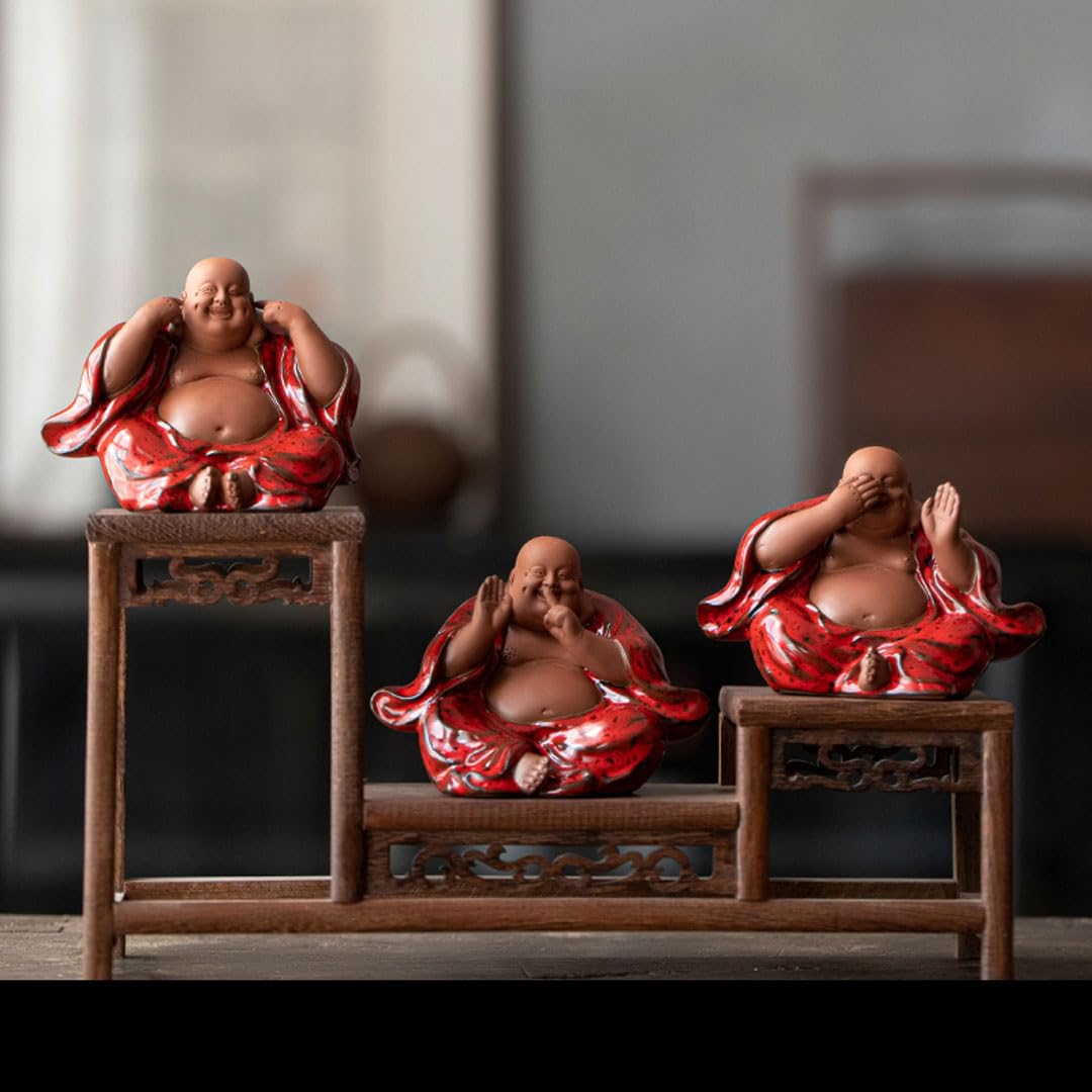 Amazon｜七福神の置物 布袋様 小型（言わない・聞かない・見ない