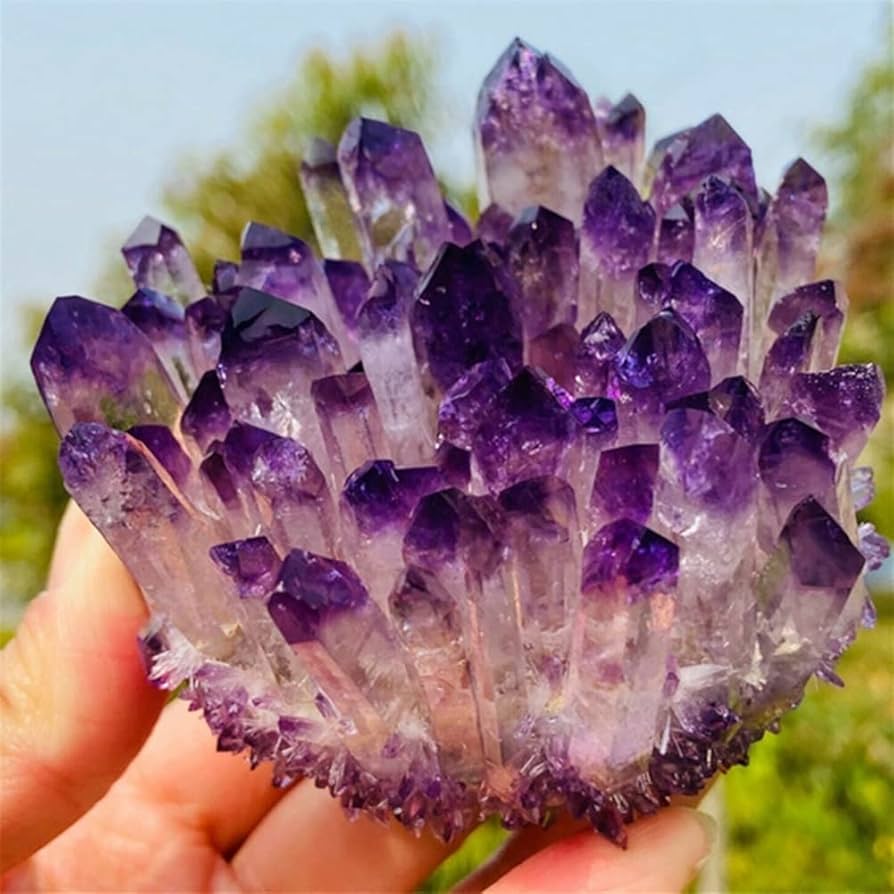 Amazon.co.jp: 天然水晶 1PC 天然水晶クラスターアメジスト標本鉱石紫
