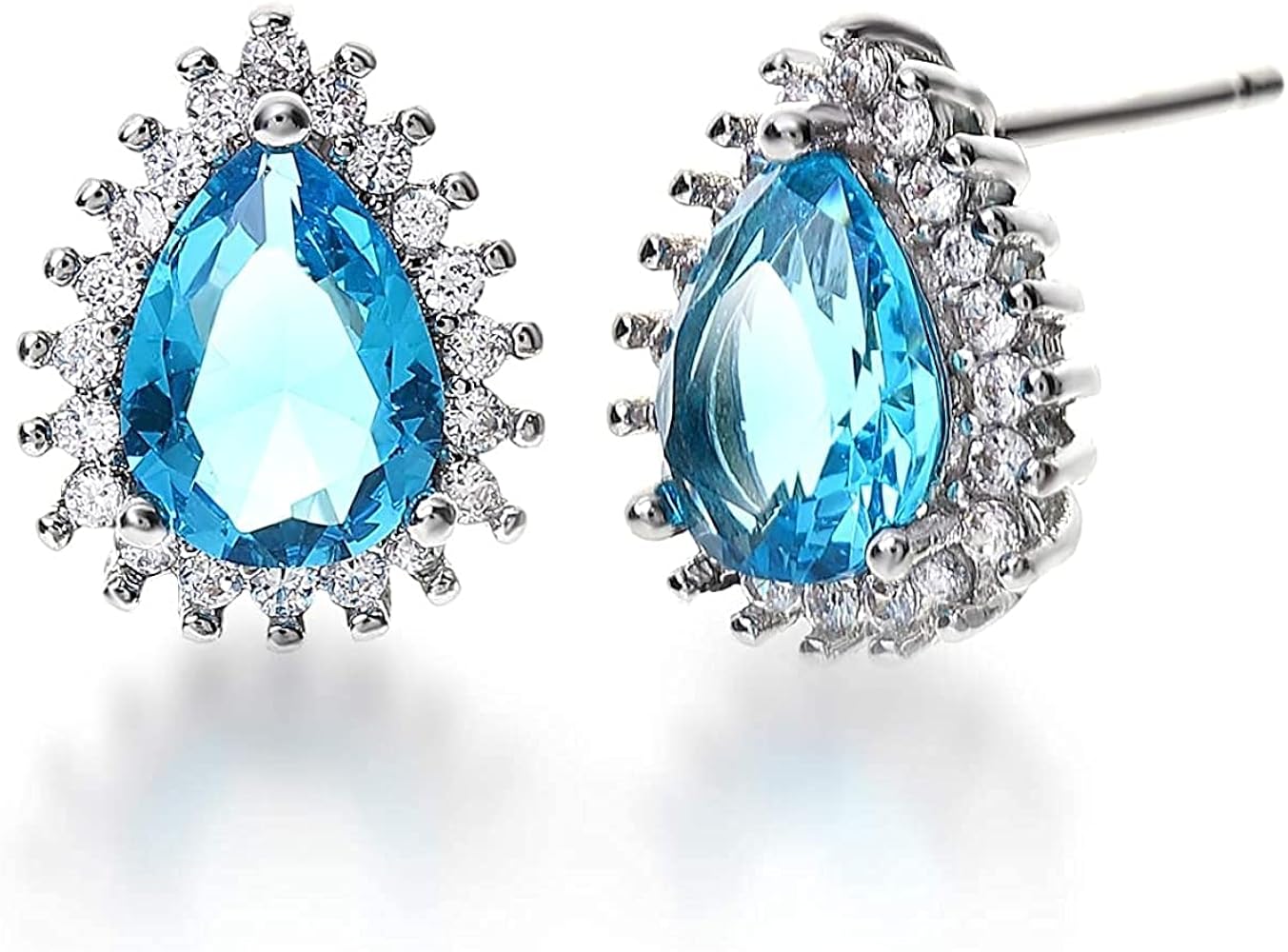 Amazon | アクアマリン ブルー ピアス ティアドロップ 涙型 スタッド