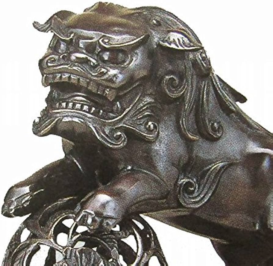Amazon.co.jp: 道具芳山『玉獅子 11号』ブロンズ像 銅像 彫像 動物 神