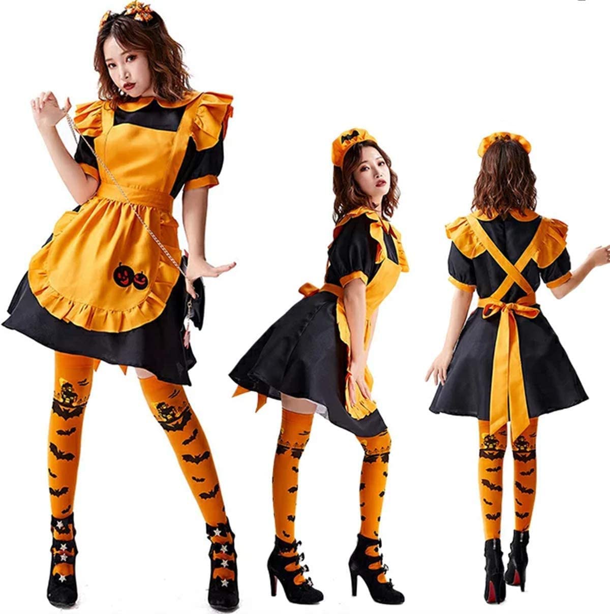 Amazon.co.jp: ハロウィン コスプレ メイド 衣装 メイド服 かぼちゃ