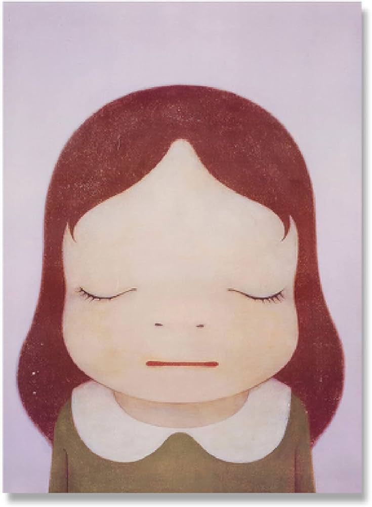 Amazon.co.jp: 奈良美智ポスターポスター閉じた目開いた目人形