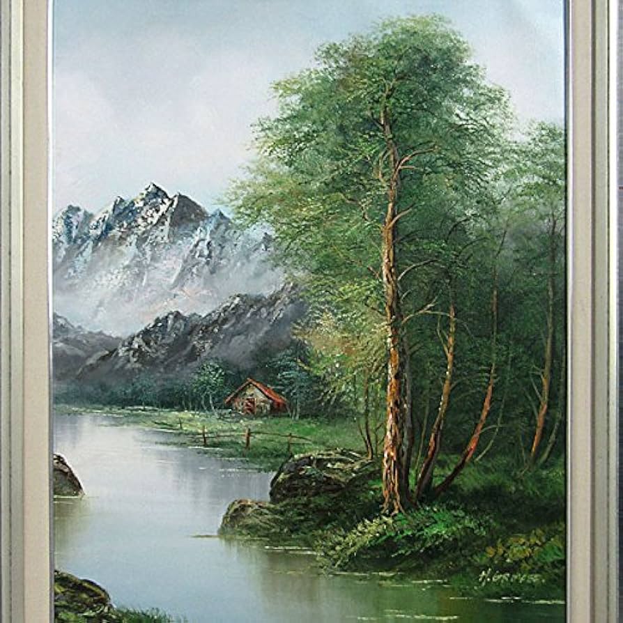 Amazon.co.jp: ヘンリー・グローバー『アルプスと湖(F10号)』油彩画