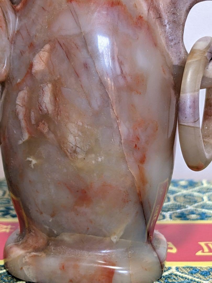 Amazon.co.jp: 中国 最上級 巴林石 神獣 自在遊環双耳壺形 玉器 置物