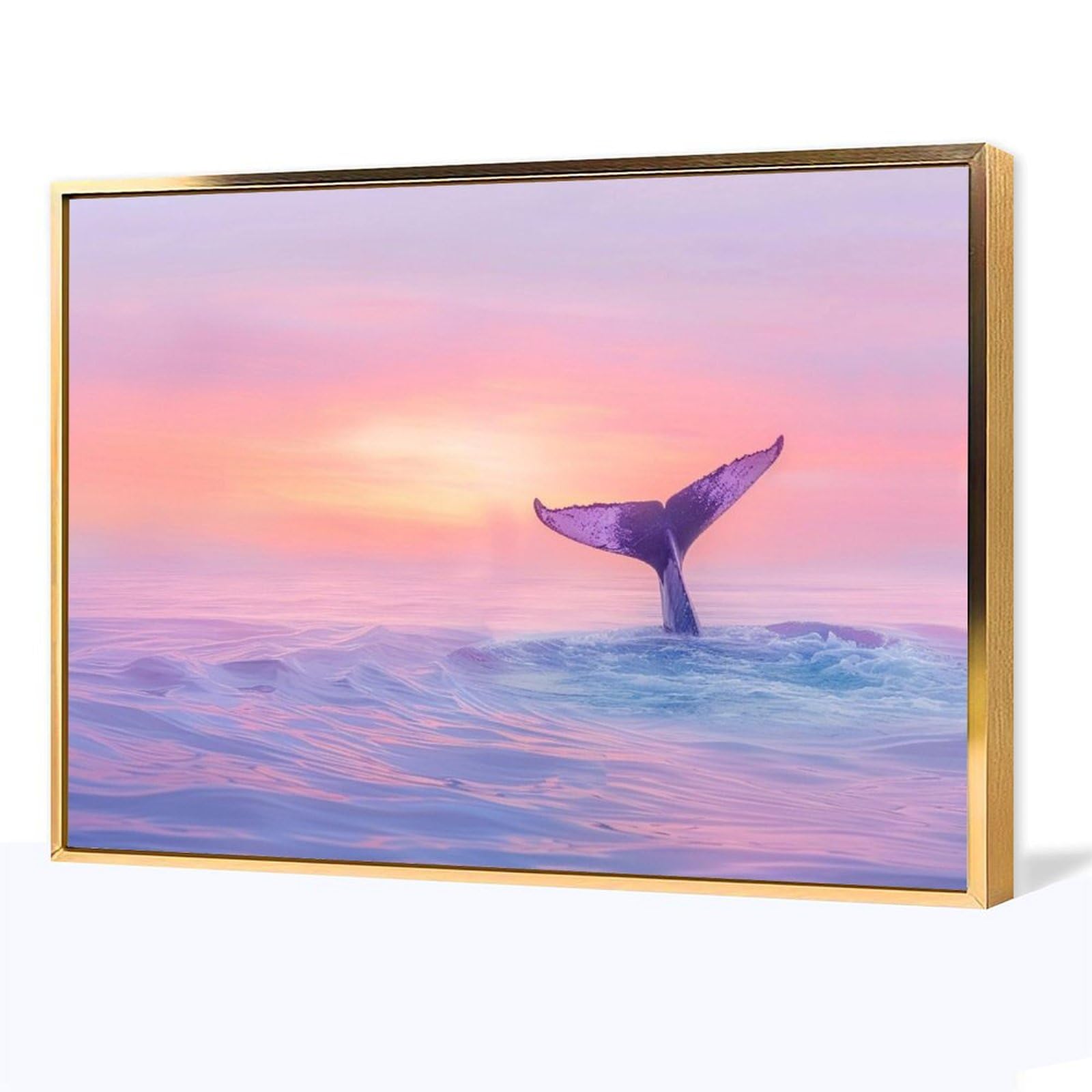 Amazon.co.jp: 絵画 海から現れるクジラの尾 アートパネル ポスター