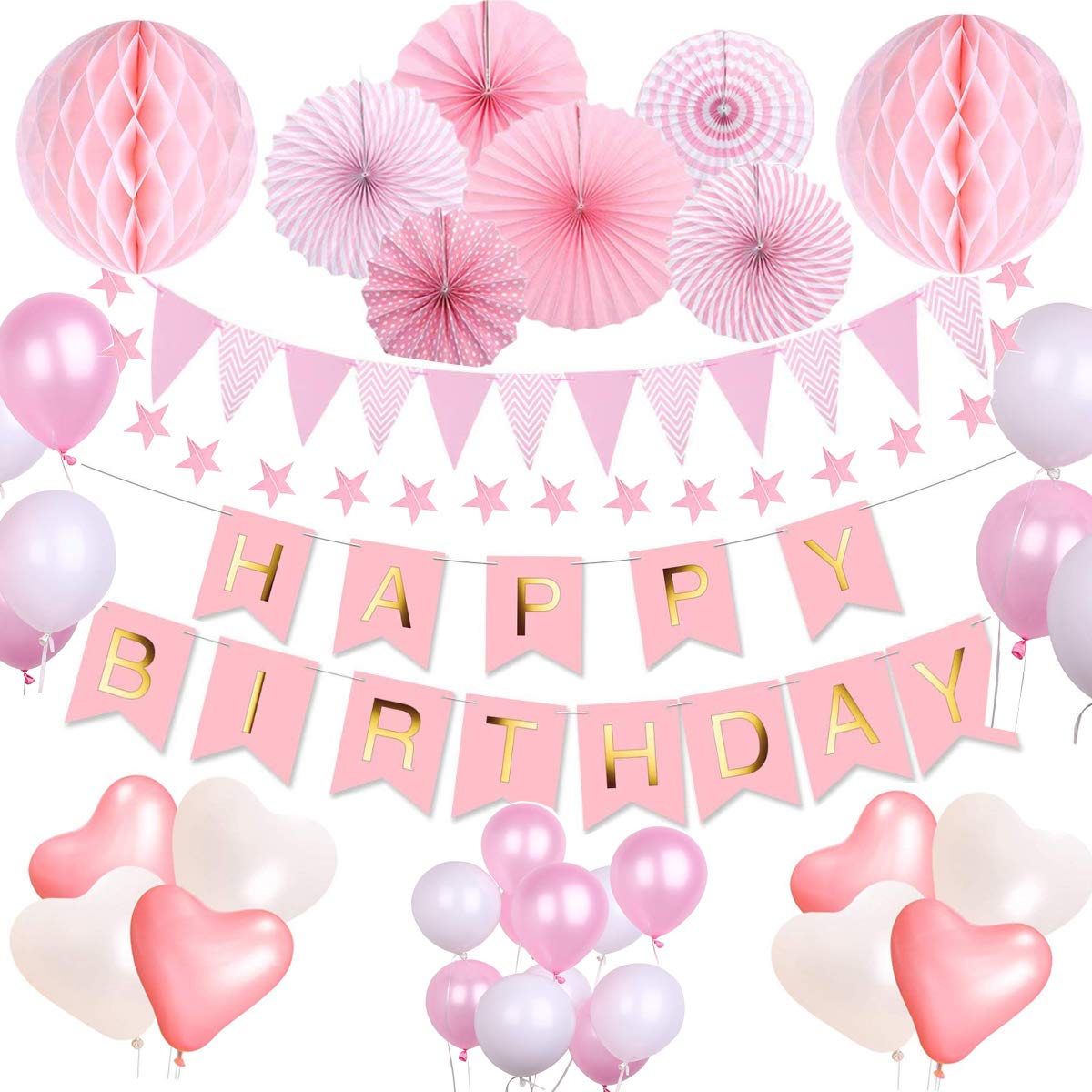 Amazon.co.jp: 誕生日 飾り付け セット 風船, 誕生日 ガーランド HAPPY