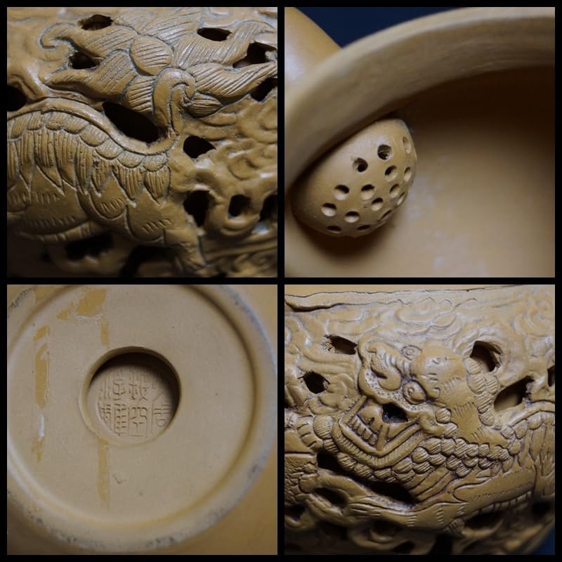 Amazon.co.jp: 【閑】煎茶道具中国宜興大唐縷空精彫在銘紫砂急須細工