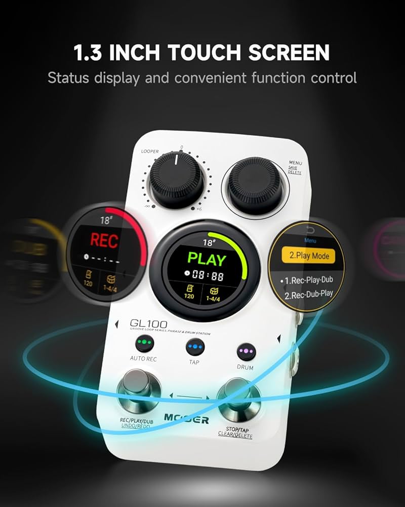 Amazon.com: MOOER GL100 Looper Pedal Drum Machine, 2 in 1 Drum