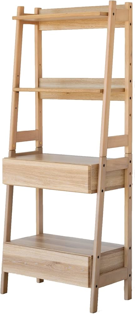 Amazon｜tac INTERIOR オープンラック 幅65㎝ 4段 可動棚 引き出し付き