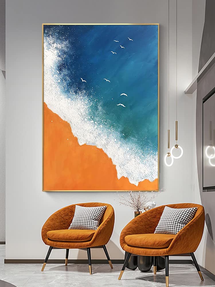 Amazon｜オレンジ色の抽象 完全手描き油絵 3D立体 アートパネル 壁掛け