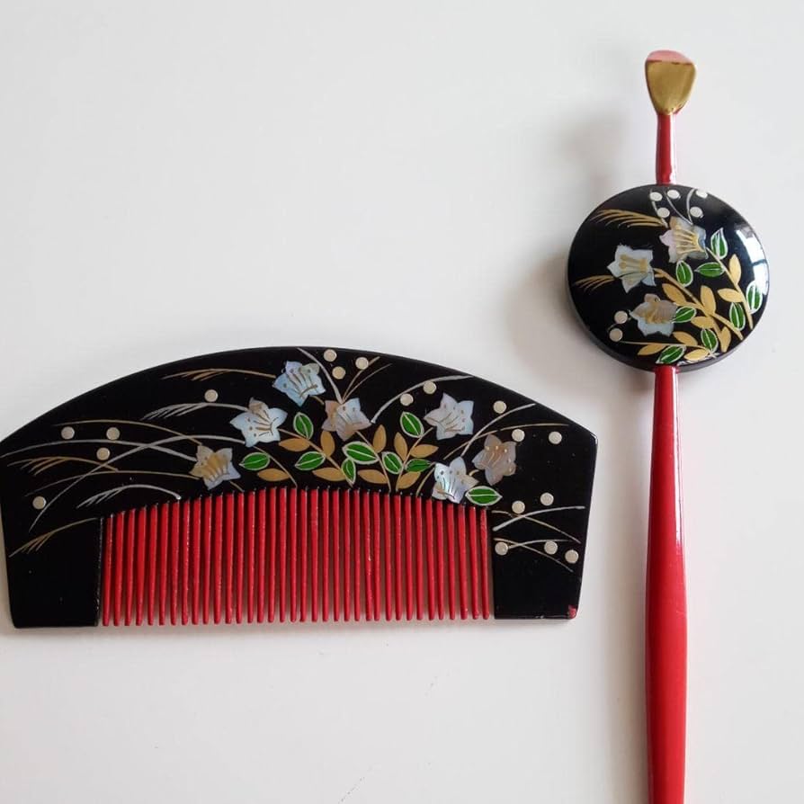 Amazon.co.jp: 螺鈿 蒔絵 漆塗り かんざし&櫛 : おもちゃ