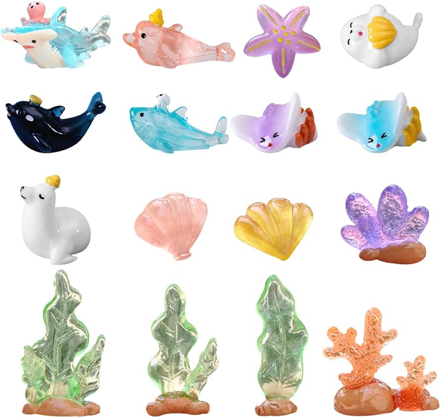 Amazon | HyzaPhix ミニチュア アクアリウム 水槽 イルカ クジラ サメ