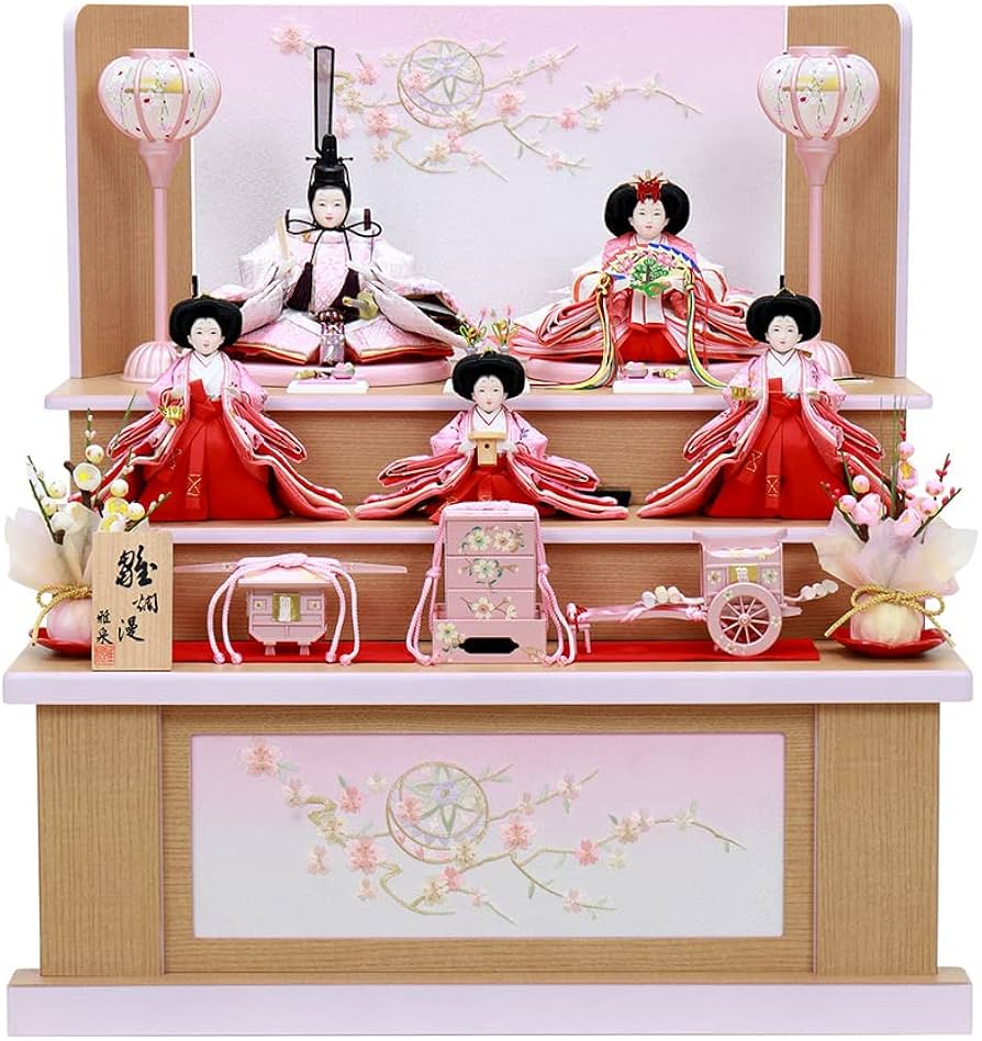 Amazon | 雛人形 お祝い ひな人形 3段 三段 収納飾り 収納箱 5人飾り