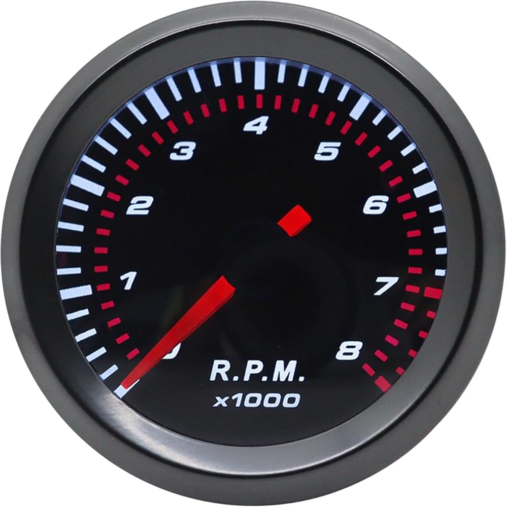 Amazon.co.jp: 車用タコメーター 8000 RPM ゲージ 直径 55mm 1～8 気筒