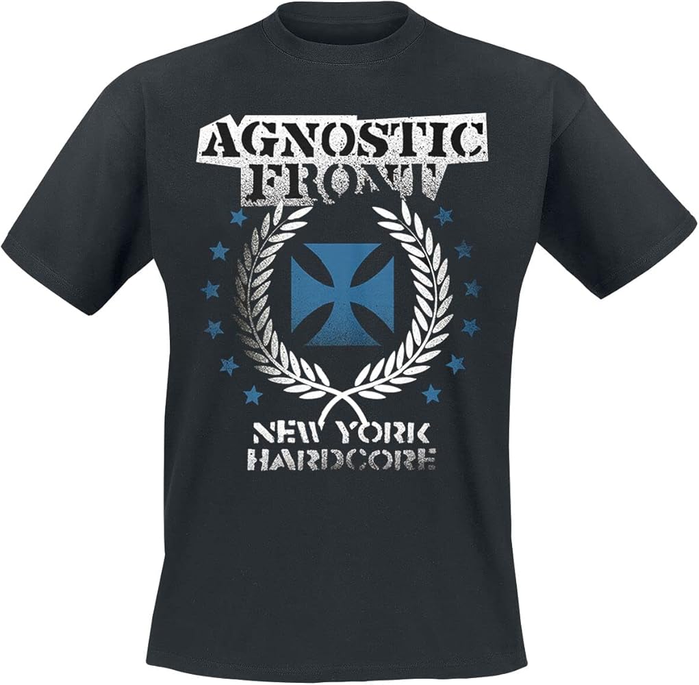 Amazon.com: Agnostic Front T Shirt Blue Cross Band Logo Official