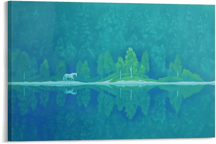 Amazon.co.jp: 東山魁夷「緑響く」風景画有名画家、版画家、作家アール