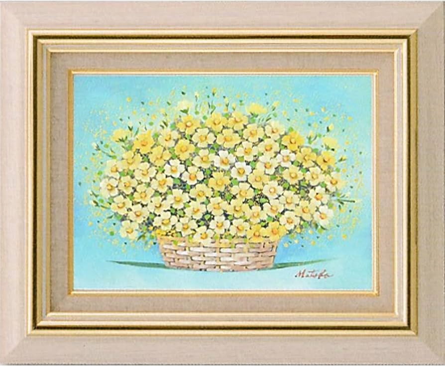 Amazon.co.jp: 的場錠 華 F4号 受注制作 油彩画 油絵 静物画 花と花瓶