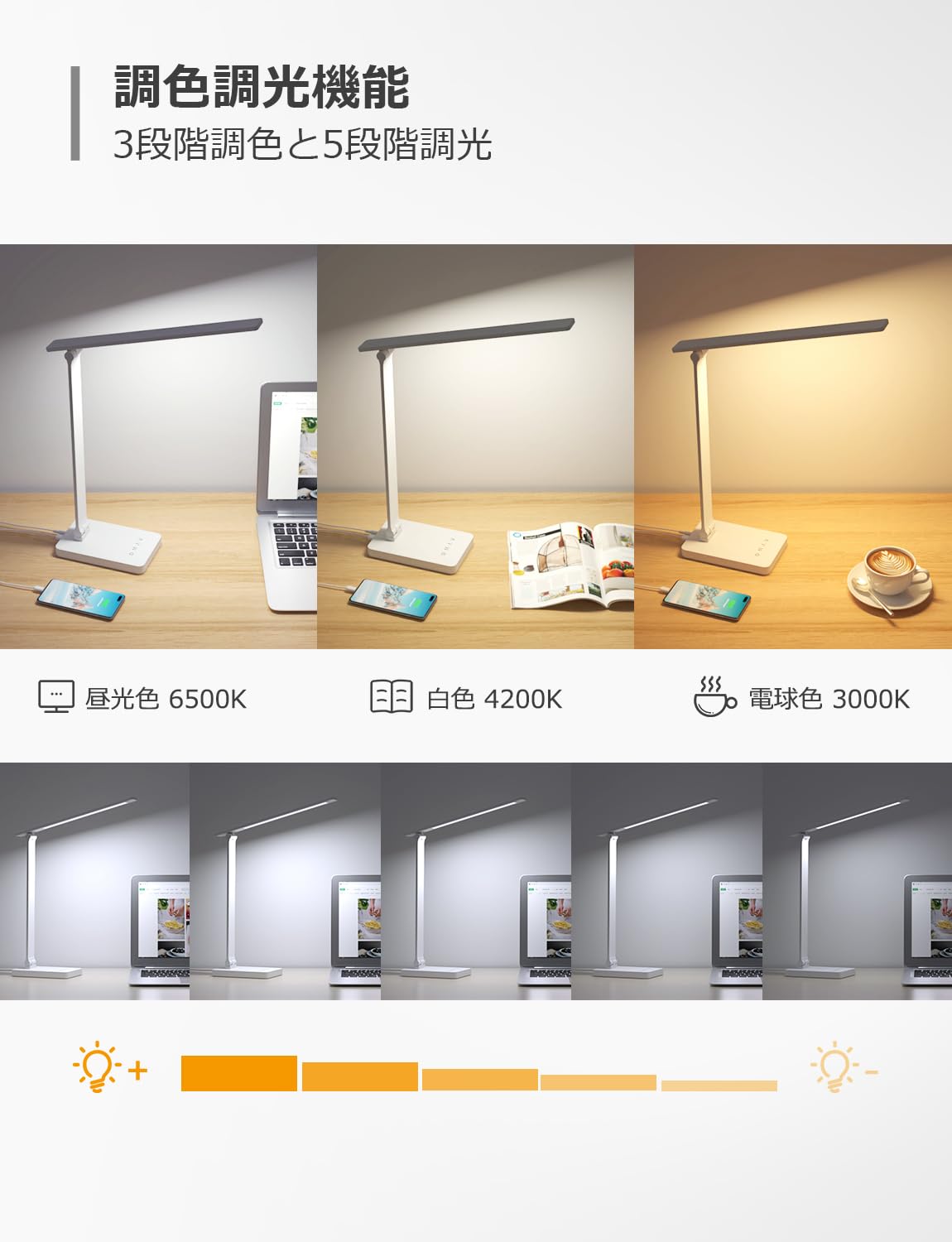 多角度調節が可能な目に優しいスタンドライト