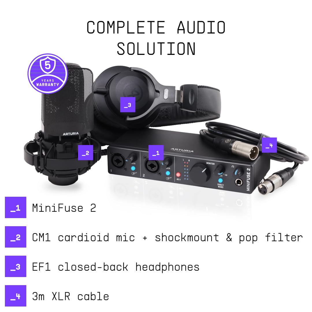 Amazon.com: Arturia MiniFuse 2 Recording Pack - Black : Everything