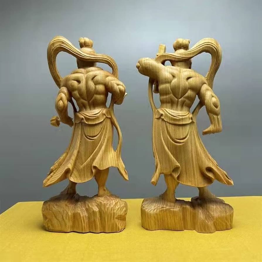 Amazon｜金剛力士 木彫り 二体一対 天然 崖柏木 仁王像 置物 金剛力士