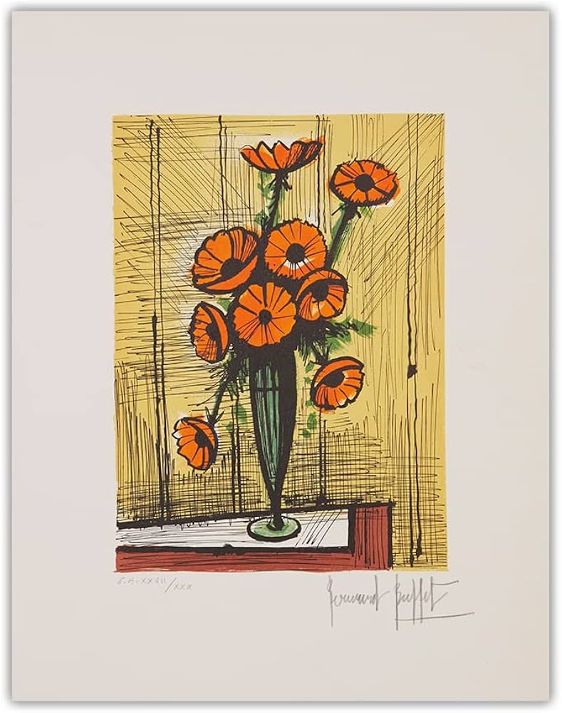 Amazon.co.jp: ベルナール・ビュッフェ ポスターと版画《オレンジの花