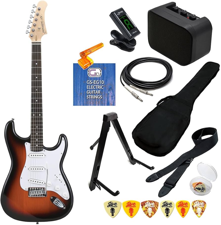 Amazon | エレキギター 初心者セット 11点 PhotoGenic ST180 SB サン
